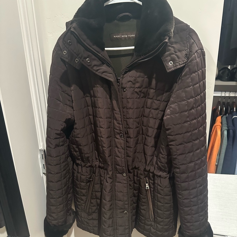 Marc New York Brown Puffer Jacket with Quilted Design